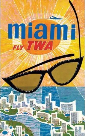 David Klein vintage miami TWA travel poster
