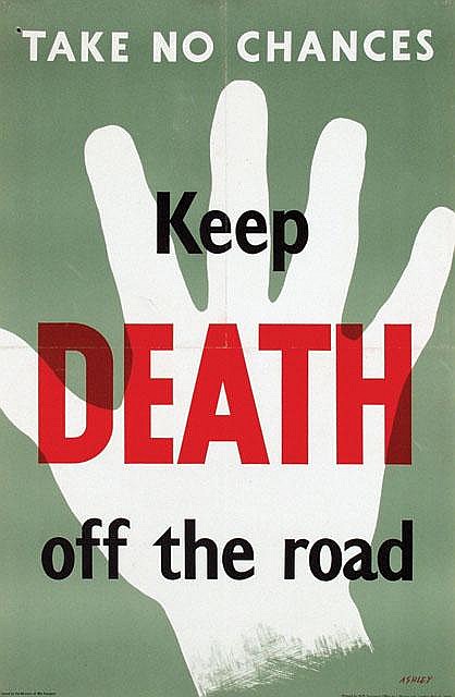 Henrion death off the road vintage road safety poster 1950s