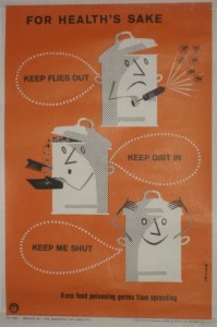 Ministry of Health vintage 1950s dustbin hygiene poster CoI