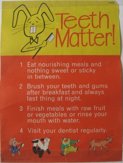 Rabbit Teeth Matter vintage tooth care poster