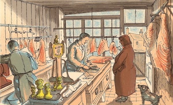 King Penguin Life in An English Village Edward Bawden 1949 butcher