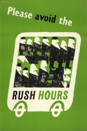 Victor Galbraith rush hour poster vintage London Transport 1959