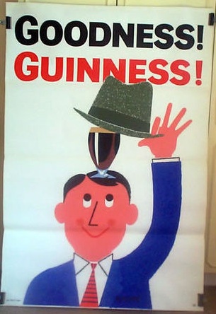 Vintage guinness poster r peppe hat 1962