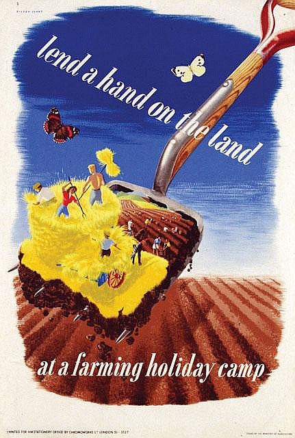 Lend a Hand on the Land Eileen Evans World War Two propaganda poster