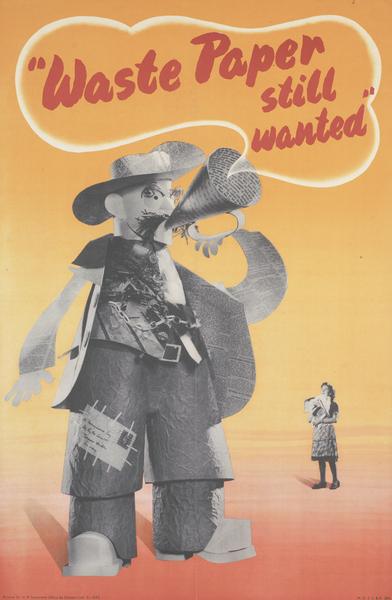 Mount Evans vintage waste paper salvage poster propagandas world war two
