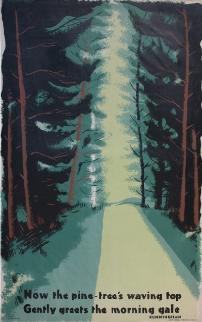 E McKnight Kauffer (1890-1954) Now the pine-tree's waving top, original poster printed for London Transport by Vincent Brooks Day 1932