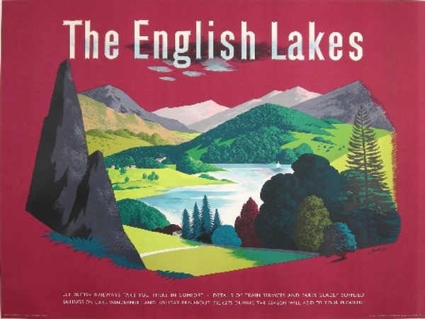 Lander (Eric dates unknown) The English Lakes, original poster printed for BR(LMR) by Waterlow 