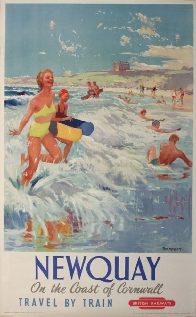 Jack Merriott (1901-1968) Newquay, original poster printed for BR(WR) by Waterlow c.1954