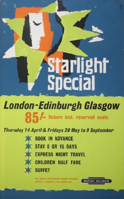 Hans Unger (1915-1975) Starlight Special, original poster printed for British Transport Commission by Waterlow 1960