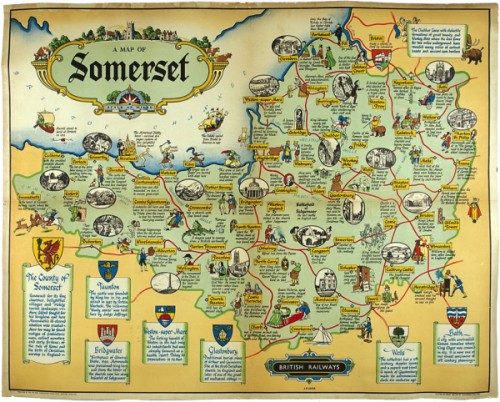 JP Sayers British Railways Somerset Map 