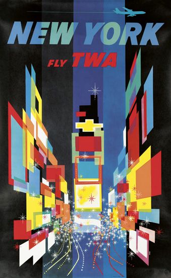 David Klein New York vintage airline poster TWA 1960