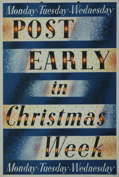 Barnett Freedman vintage GPO poster 1937 Post Early
