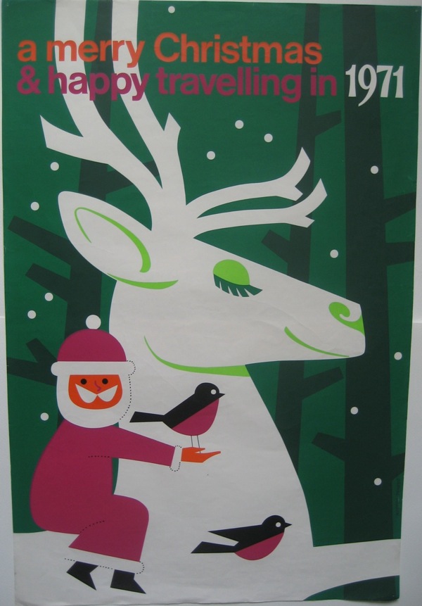 Happy Christmas poster Daphne Padden 1971 Coach companies