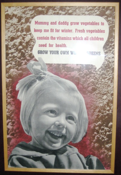 Beverley Pick photomontage world war two propaganda poster ministry of food small girl green vegetables