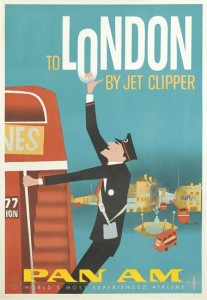AARON FINE (DATES UNKNOWN) TO LONDON BY JET CLIPPER / PAN AM. Circa 1960. 41 1/2x28 inches, 105 1/2x71 cm.vintage poser