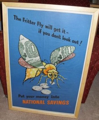 Vintage 1953 savings poster Fritter Fly