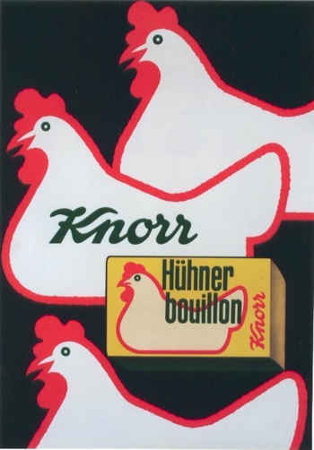 Vintage Knorr commercial poster chicken stock  Emil Neukomm from 1954