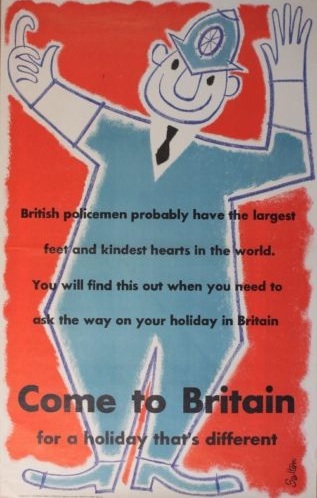 Vintage sAlter come to britain poster friendly policeman