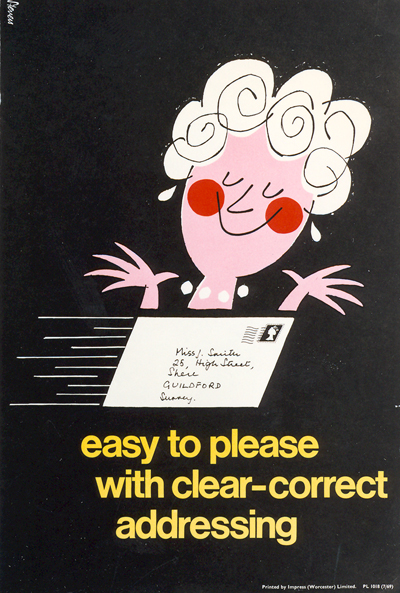Harry Stevens correct addressing cartoon poster GPO 1969