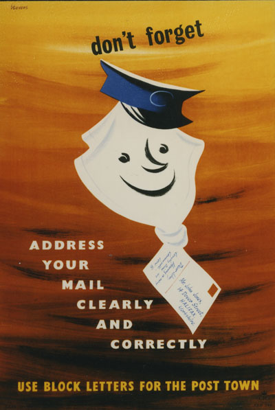 harry Stevens address mail clearly vintage GPO poster 1954