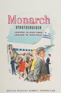 Monarch stratocruiser vintage airline poster 1950s