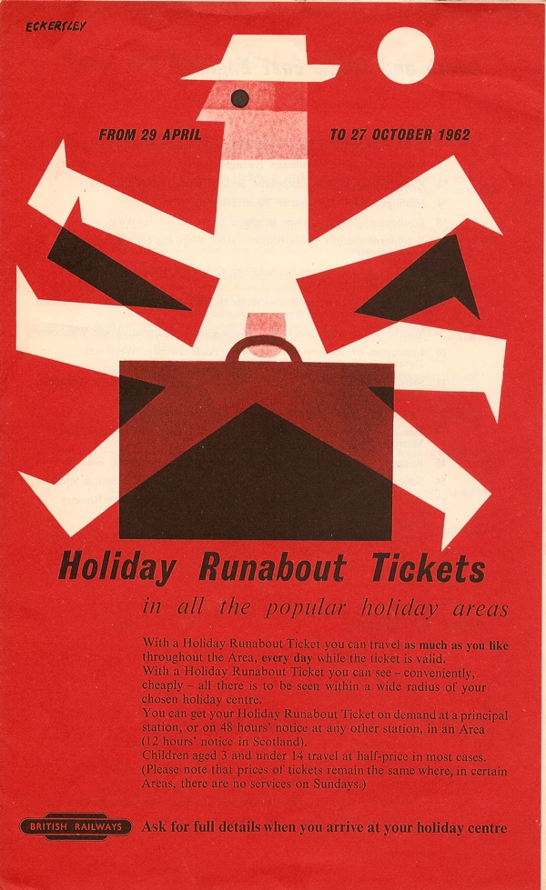Tom Eckersley British Railways leaflet Holiday runabout tickets 1960