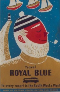 Daphne Padden Royal Blue vintage coach poster sailor 1957
