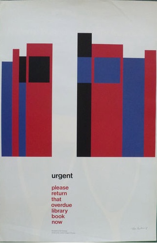 Tom Eckersley vintage London College of Printing library poster