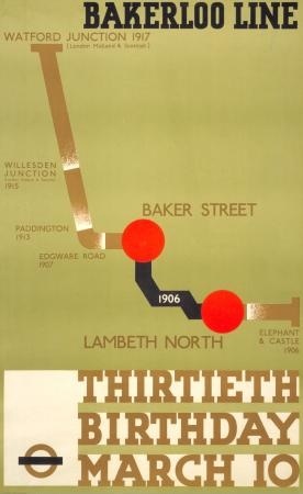 Thirtieth birthday bakerloo line vintage london transport poster