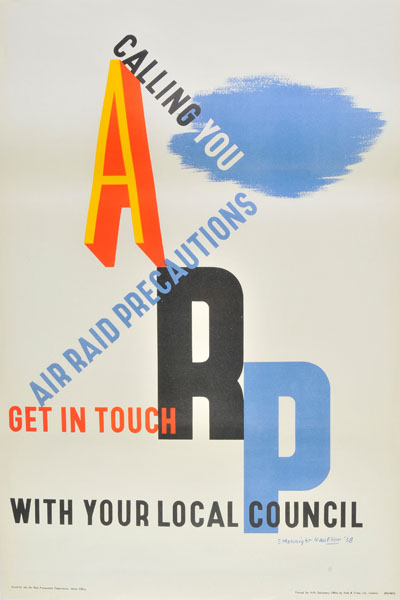 McKNight Kauffer vintage propaganda poster ARP 1938