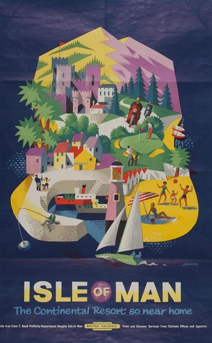 RM Lander Isle of Man vintage travel poster 