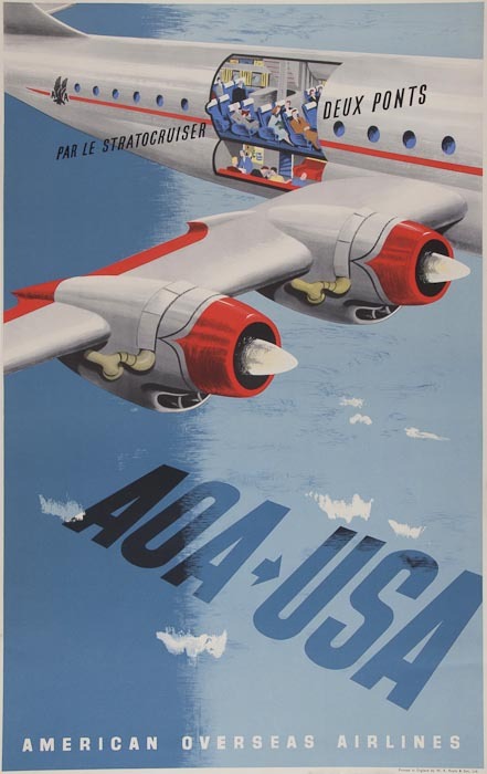 Lewitt Him vintage airline poster AOA stratocruiser 1948