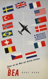 vintage BOAC poster 1948 airline flags
