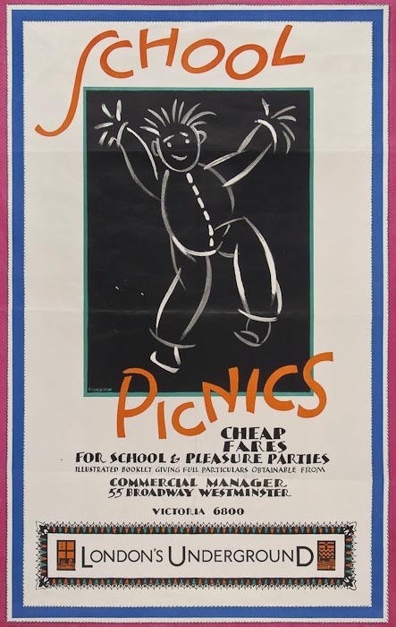 Freda Lingstrom school picnics vintage poster 1930