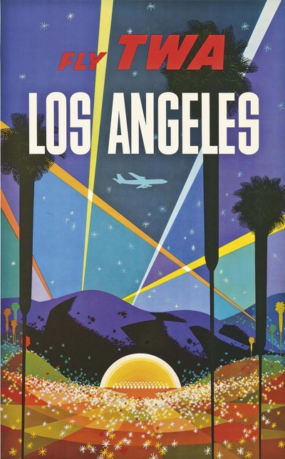 David Klein (1918-2005)  LOS ANGELES, FLY TWA  offset lithograph in colours, c.1958