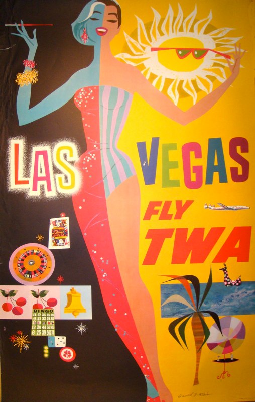 David Klein vintage TWA travel posters Las Vegas