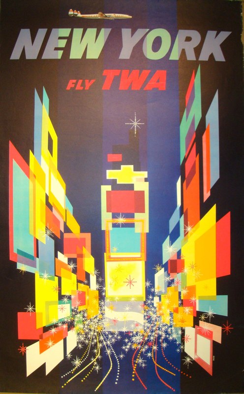 David Klein TWA vintage travel poster New York