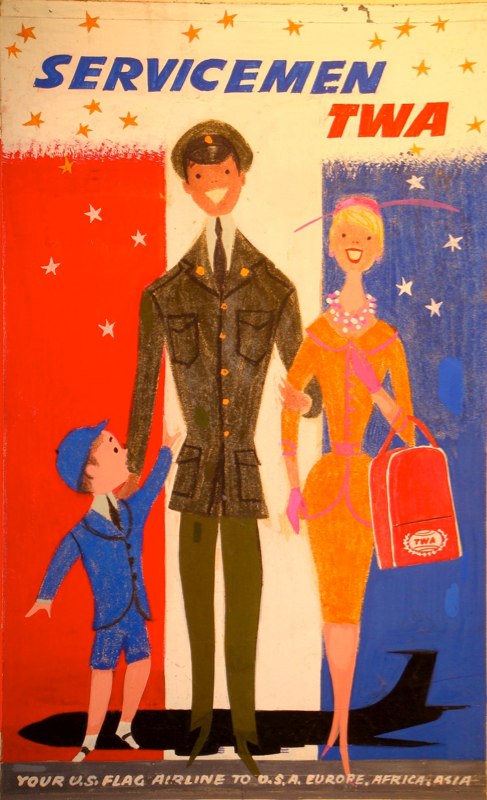 David Klein vintage TWA travel posters family serviceman