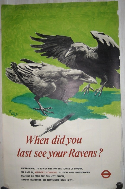Richard Barrett Talbot Kelly ravens poster vintage London Transport 1960
