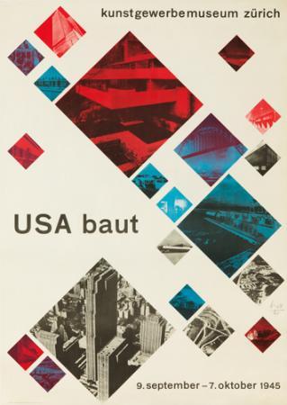 USA Baut. 1945 MAX BILL (1908-1994) vintage exhibition poster