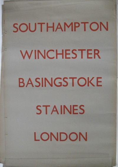 Bus destination poster, vintage 1950s