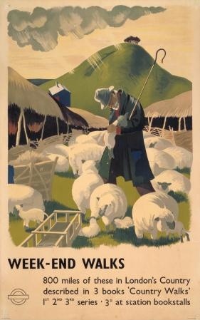Claire Leighton vintage London Transport poster sheep 1938