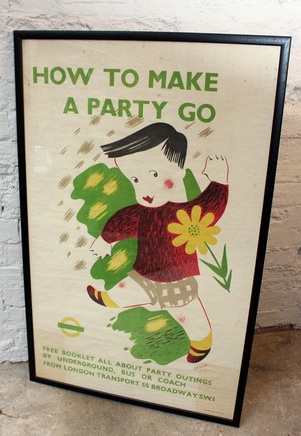 Vintage London Transport poster How to make a party go D M Earnshaw