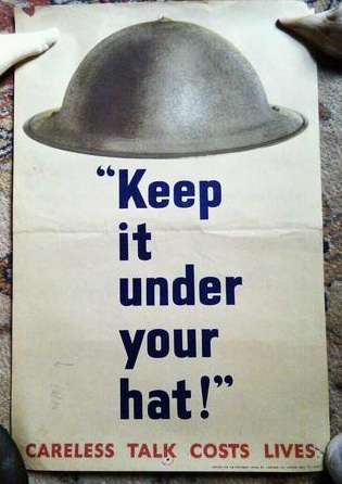 Keep it Under Your Hat vintage world war two propaganda poster
