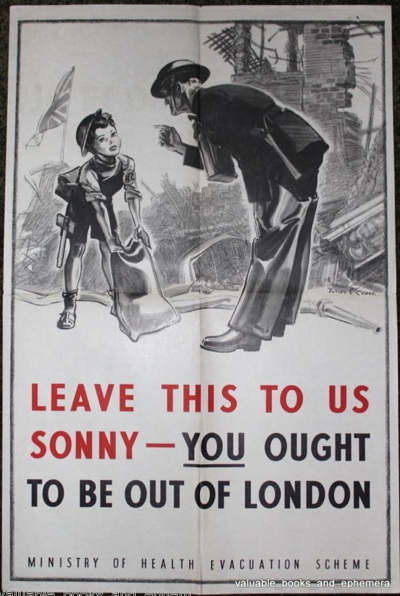Vintage world war two propaganda poster evacuation reminder