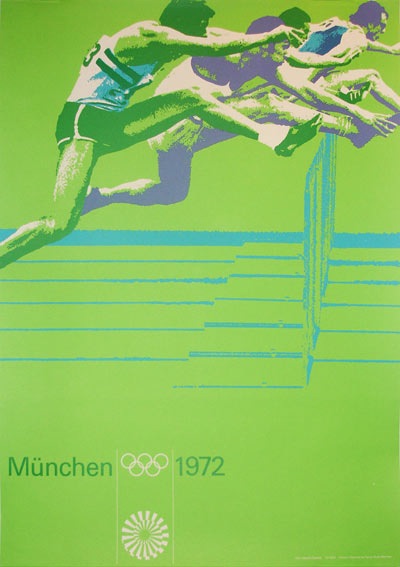 Otl Aicher Munich 1972 Olympics poster hurdling