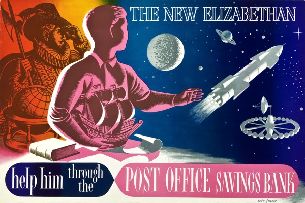 Vintage post office savings bank poster eric fraser 1953 genius