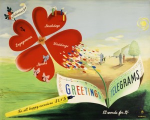 HA Rothholz vintage GPO greetings telegram poster 1950