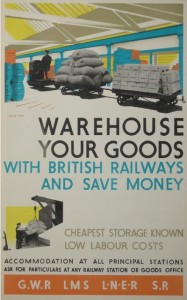 Ralph Mott (1888-1959) Warehouse your Goods, original poster printed for GWR,LMS,LNER,SR Vintage railway poster