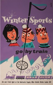 John Cort Winter Sports go by train, original poster printed for BR(SR)